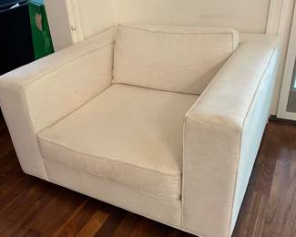 Pair of Restoration Hardware white lounge/arm chairs
