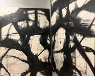 large canvas black and white abstract - -54"x86" 2 available