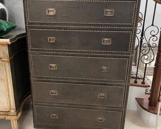 5 drawer dresser with nailhead trim – 36w x 50h x 18.25d