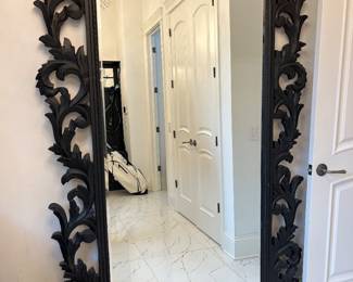 Black painted carved wood extra large mirror. 54w x 86h