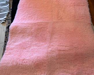 Pink faux fur rug