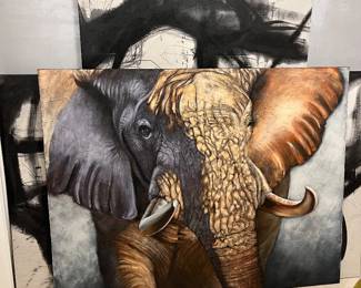 Large elephant canvas, artist signed + Bali 009 – 70w x 55h