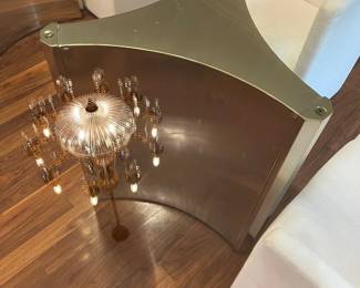 Bernhardt Abbot dining table - double metal bases with ¾” thick glass top. 100”l x 50”w x 30”h