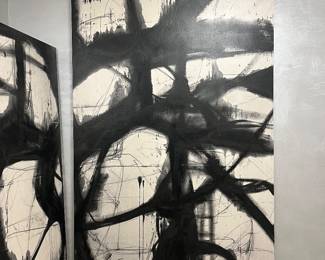 large canvas black and white abstract -54"x86"  2 available