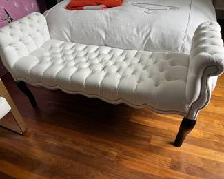 tufted white bench