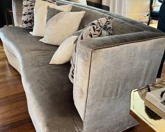 Mitchell Gold Dumont silver velvet sofa 81”w x 40”d x 31”h