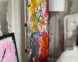 360’ standing abstract art piece. 3.25”d x 74”h x 20”w