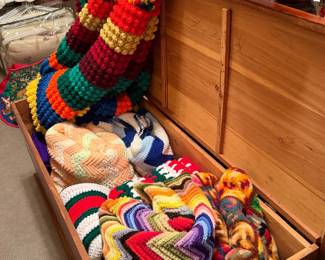 Vintage Crochet Afghans Blankets, Cedar Chest