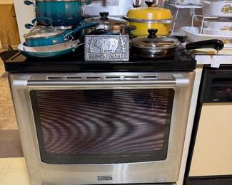 Maytag glass top electric stove, Like New several Great sets of Pots & Pans
