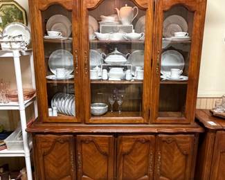 Beautiful Lighted China Cabinet & 4 Sets of China !!