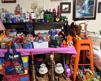 Orange Stools and kids items,  some great 3D printed items
