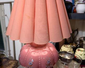 Carl Falkenstein Vintage Pink Floral Table Lamp