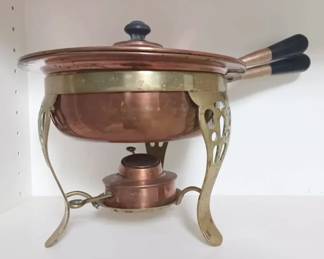 Copper and Brass Chafing Dish Set
