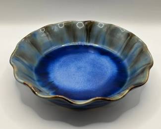 Edgecomb Potters Blue Bowl with Ruffled Edge