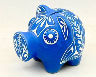 Signed Chilean Pablo Zabal folk art pottery pig