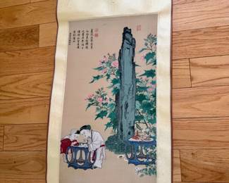 Gorgeous Chinese Silk Scroll Children Playing In Garden