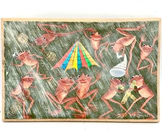 Signed Folk Art Of Frog