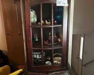 Antiques cabinet missing glass $75
