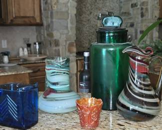 Green Canister - Hand Blown Pitchers 