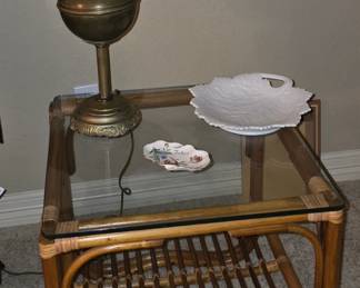 Midcentury Rattan Side Table  - We have 2