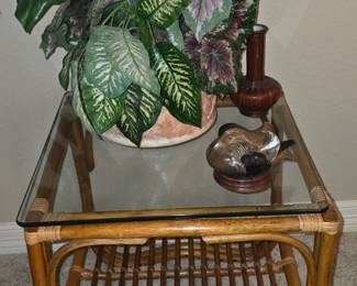 Midcentury  Rattan Side Table