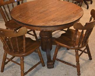 Antique Oak Claw Feet Kitchen Table with 4 Chairs