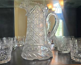 Chrystal Pitcher and High Ball Glasses 