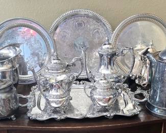 Silverplate Tea Set - platters