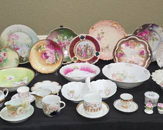 Antique Hand Painted China platters - Bowls - Tea Cups