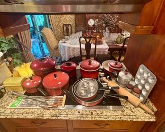 Vintage Red Aluminum Cookware