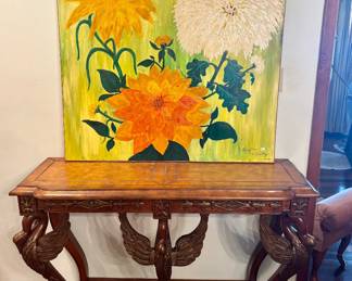 Swan Console Table w/Claxyton Moultry Regional Artwork