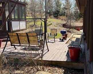swing, patio chairs