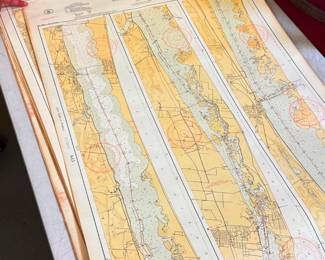 Florida Intracoastal waterway maps - stamped 1937