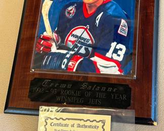 Signed Teemu Salanne Photo 1992 -1993 Rookie of The Year NHL