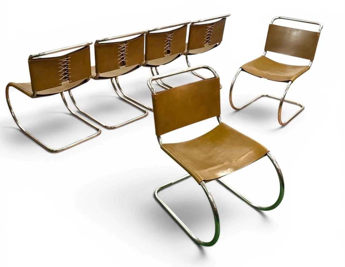 LUDWIG MIES VAN DER ROHE (1886-1969) MR10 Chairs, Set of Six, KNOLL