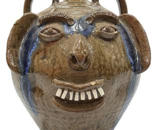 Folk Art Ugly Face Jug, A.V. SMITH
