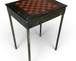 Early 20th C. Folk Art Checkerboard Table