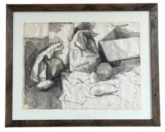 JAMES WEEKS (American, 1922-1998) Ink and Gouache on Paper