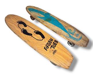 Two 1960's NASH Mfg. Surfboard Skateboards