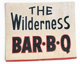Large Folk Art Wilderness BBQ Advertising Sign