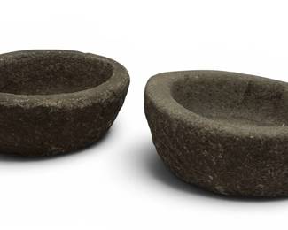 Ancient Stone Mortars, Set of Two 
