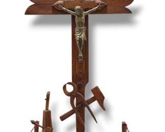 Large Folk Art Wood Crucifix