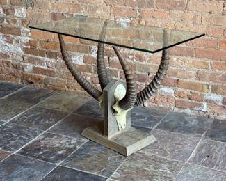 Sculptural Antelope Horn Console Table 