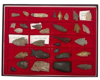 Collection Native American Arrowheads & Tools Michigan 