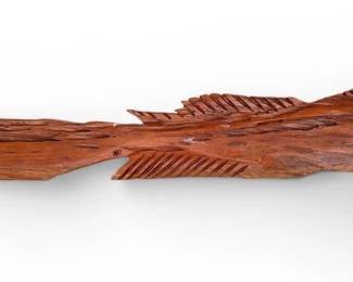 Large Folk Art Carved Pike Fish Sculpture