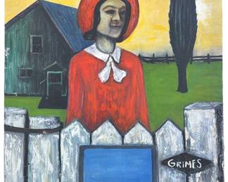 KEN GRIMES (American, b. 1947) Folk Art Double Sided Painting
