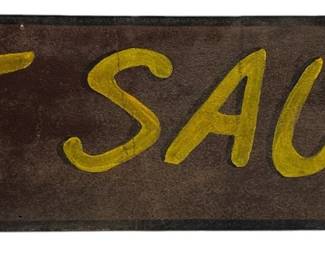 "Hot Sauce" Early Hand Painted Tin Sign 