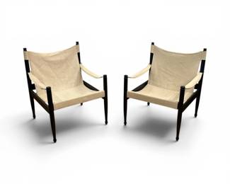 Mid Century Danish Safari Chairs by ERIK WORTS for NIELS EILERSEN