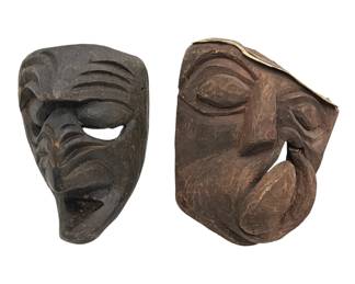Two Carved Wood African Masks 