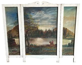 Handpainted Countryside Fire Screen 